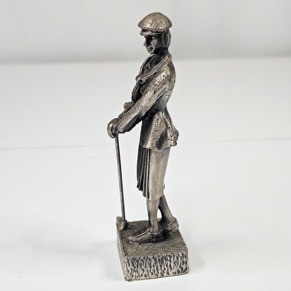 Vintage Female Golfer Statue Mini Statue Cast Metal Pewter Paperweight 4" - Picture 2 of 7